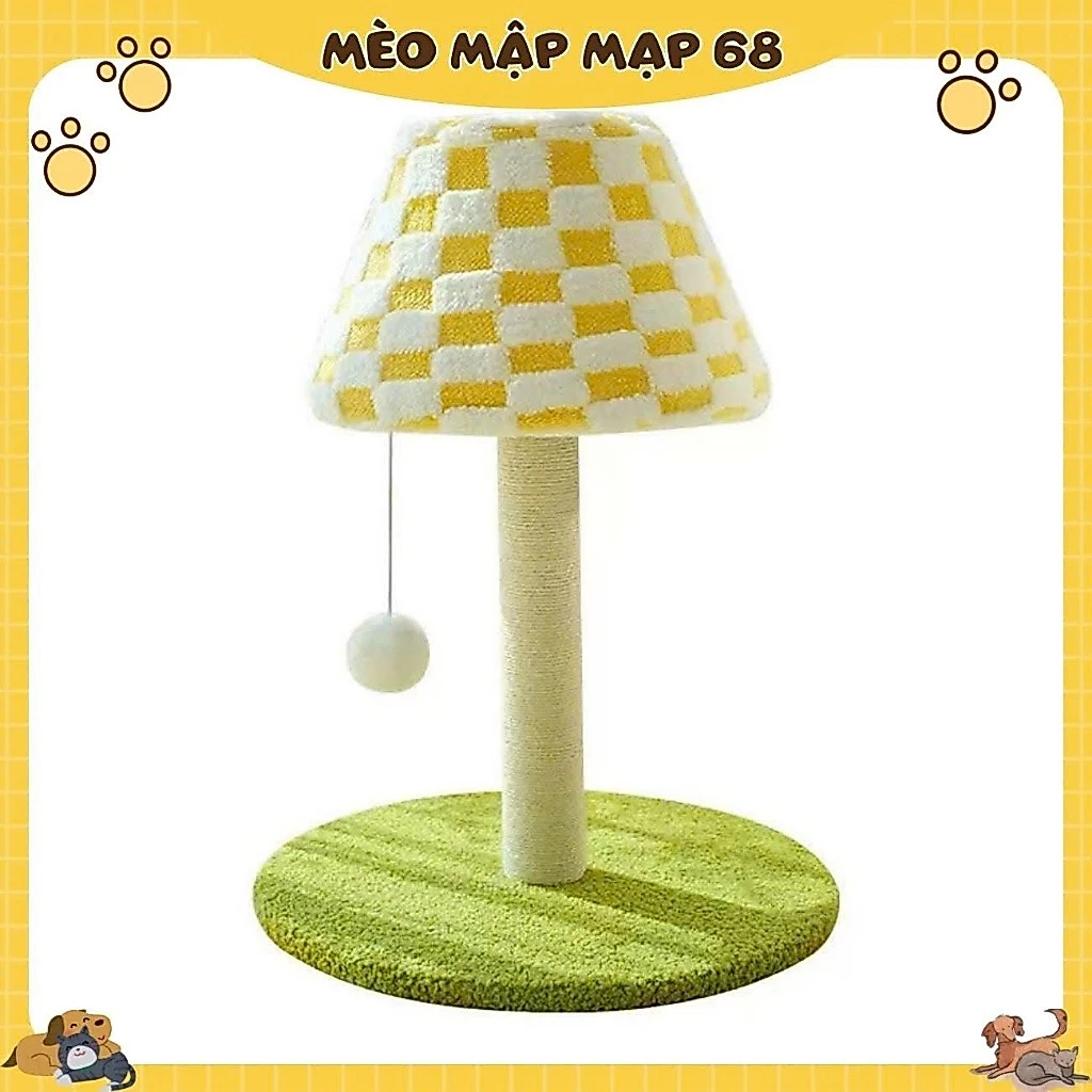 Cây Cào Móng Cho Mèo Hình Cây Đèn Ngủ Caro Ngộ Nghĩnh - Cat Tree Đồ Chơi Gãi Móng Thú Cưng Decor Mèo Mập Mạp - Ảnh 6