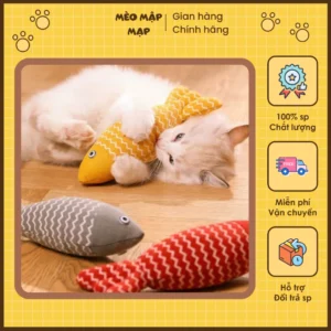 Thú bông catnip cho chó mèo, cá nhồi cỏ mèo, gấu bông hình cá cho mèo
