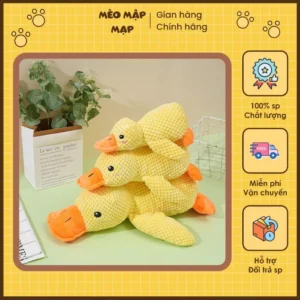 Đồ Chơi Cho Chó Mèo Hình Chú Vịt Vàng Vải Nhung Hạt - Thú Bông Phát Tiếng Kêu Giảm Stress, Làm Sạch Răng Cho Thú Cưng