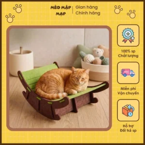 Giường Bập Bênh Bằng Vải Nỉ Lắp Ráp Cao Cấp - Ghế Bập Bênh Thú Cưng Thư Giãn, Ổ Nằm Cho Chó Mèo