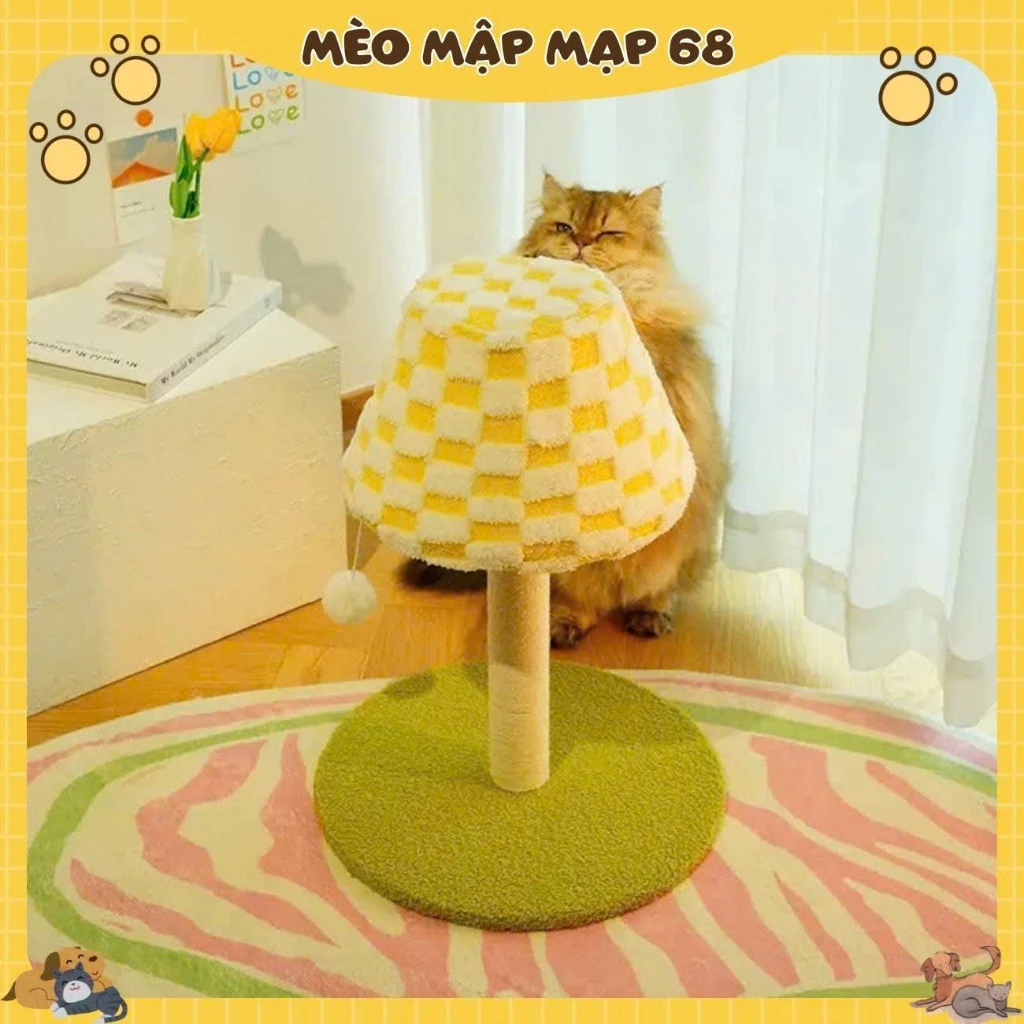 Cây Cào Móng Cho Mèo Hình Cây Đèn Ngủ Caro Ngộ Nghĩnh - Cat Tree Đồ Chơi Gãi Móng Thú Cưng Decor Mèo Mập Mạp - Ảnh 2