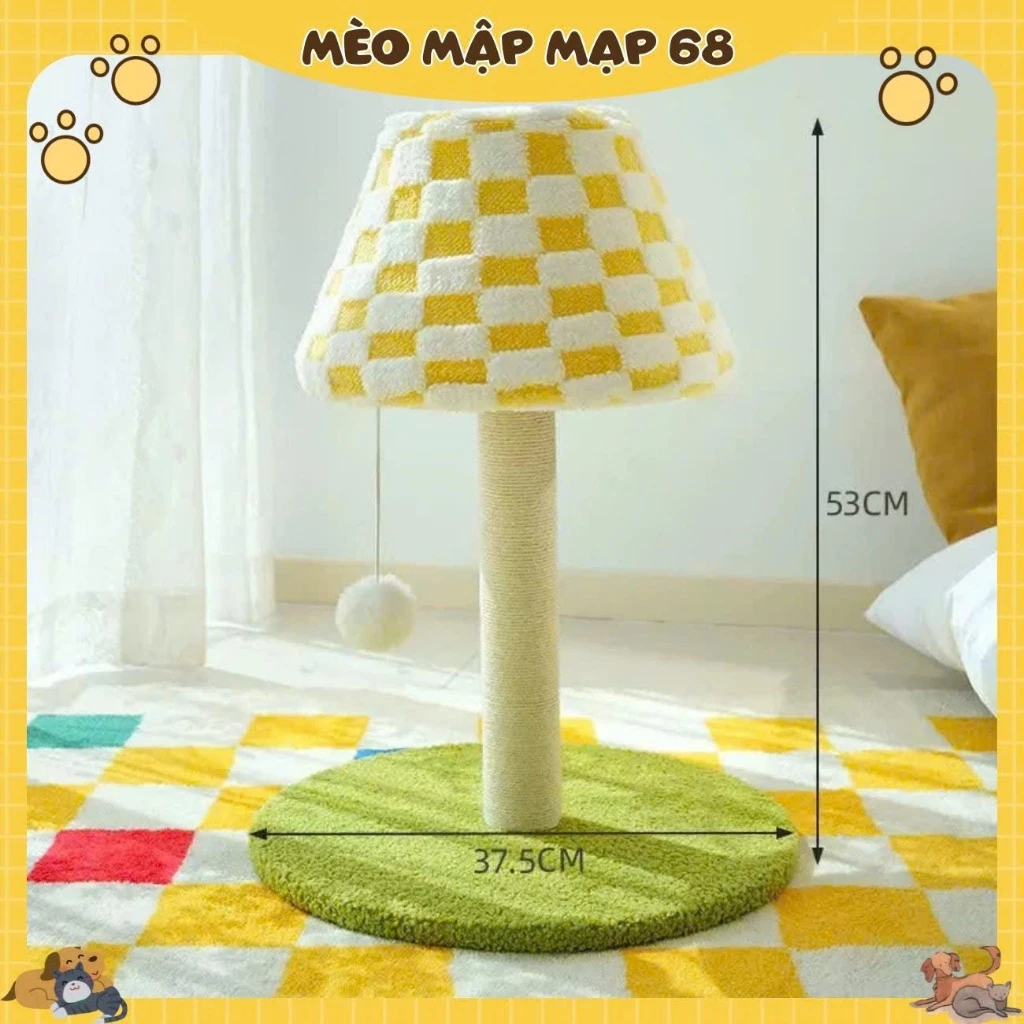 Cây Cào Móng Cho Mèo Hình Cây Đèn Ngủ Caro Ngộ Nghĩnh - Cat Tree Đồ Chơi Gãi Móng Thú Cưng Decor Mèo Mập Mạp - Ảnh 7