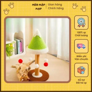 Cây Cào Móng Cho Mèo Hình Núi Tuyết Cây Thông Có Bóng Treo - Trụ Cào Móng Đồ Chơi Cho Chó Mèo Mèo Mập Mạp