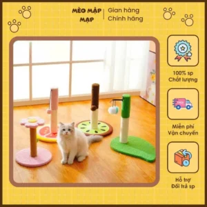 Trụ Cào Móng Cho Mèo Hình Hoa Quả Đáng Yêu - Cây Cào Móng Mini Sợi Đay Tự Nhiên Có Bóng Treo Decor Phòng Mèo Mập Mạp 68