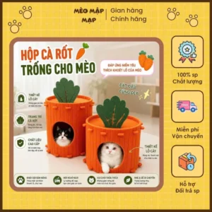 NHÀ CÀO MÓNG HÌNH CỦ CÀ RỐT CHO MÈO – Ổ NGỦ TRỤ LEO TRÈO ĐA NĂNG, BỀN CHẮC & SANG TRỌNG