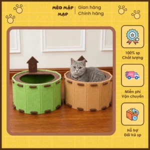 Nhà Ngủ Cho Mèo Bằng Dạ Nỉ Hình Trụ Giếng Nước - Ổ Nằm Cho Thú Cưng Lắp Ghép Đa Năng