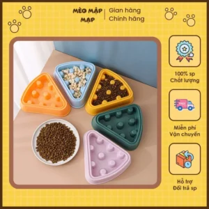 Bát Tam Giác Thức Ăn Cho Thú Cưng (CHÓ, MÈO), Huấn Luyện Tính Kiên Trì Cho Các Bé