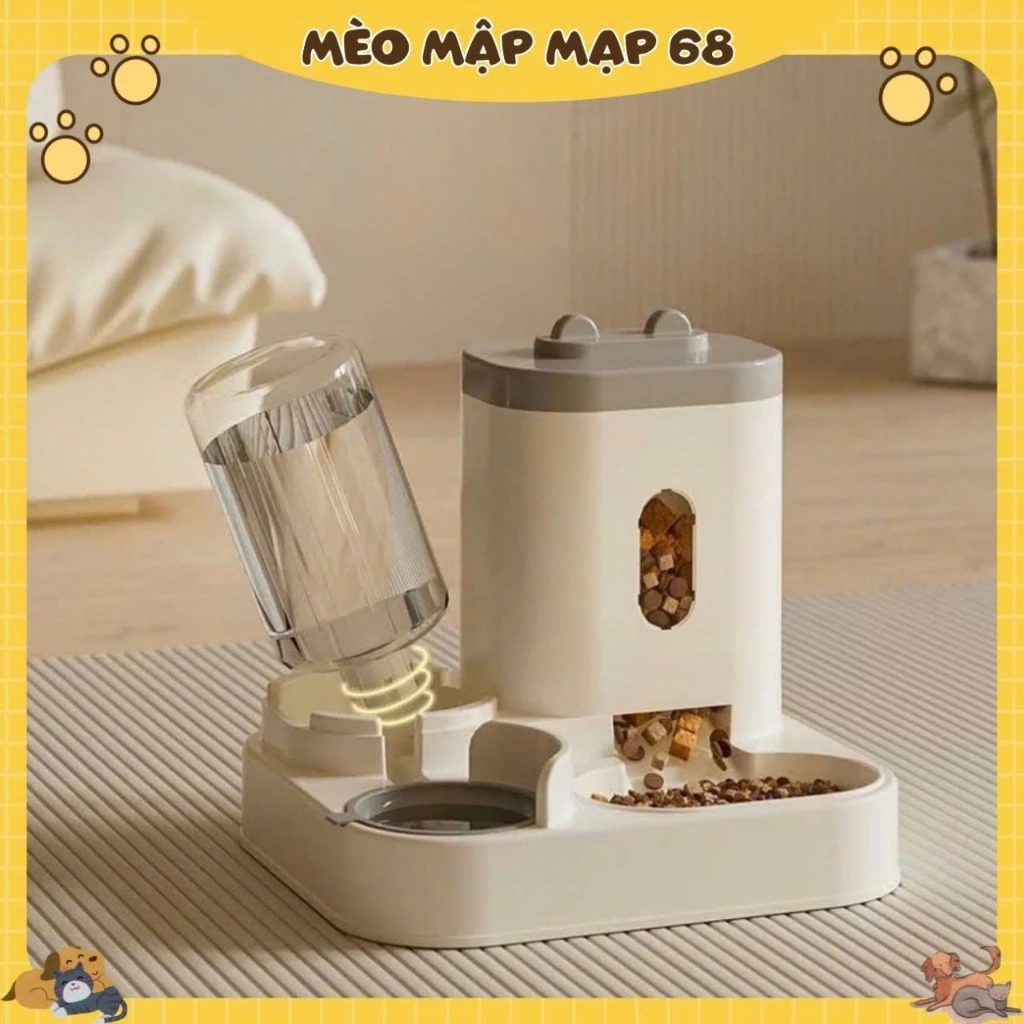 Bát đựng thức ăn nước uổng tự động cho chó mèo Luna Pet BA16- Bát ăn đôi cho thú cưng - Ảnh 2
