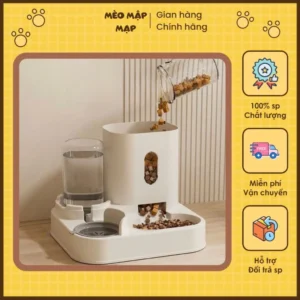 Bát đựng thức ăn nước uổng tự động cho chó mèo Luna Pet BA16- Bát ăn đôi cho thú cưng