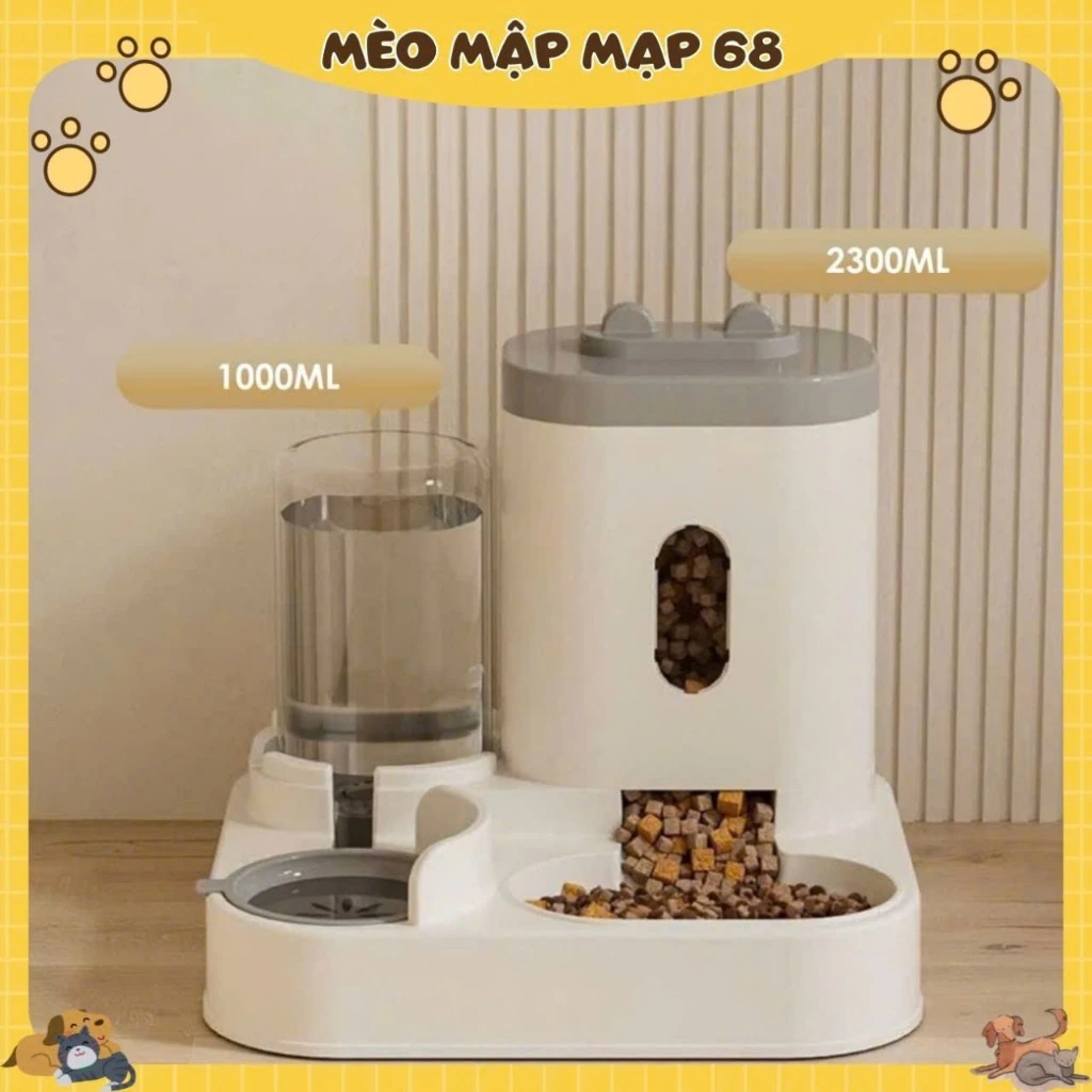 Bát đựng thức ăn nước uổng tự động cho chó mèo Luna Pet BA16- Bát ăn đôi cho thú cưng - Ảnh 3