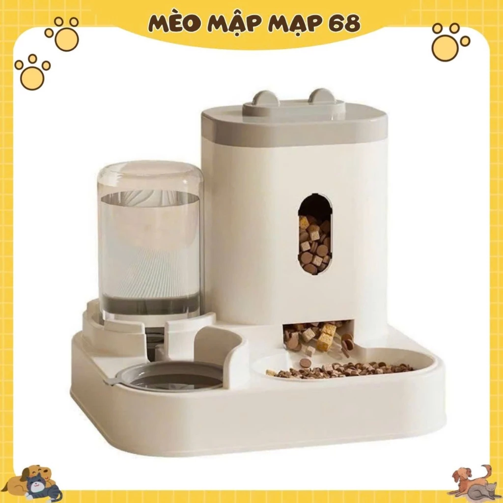 Bát đựng thức ăn nước uổng tự động cho chó mèo Luna Pet BA16- Bát ăn đôi cho thú cưng - Ảnh 4