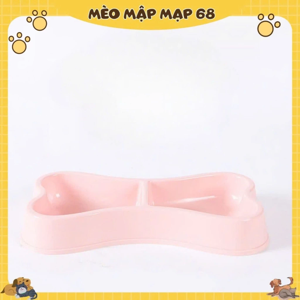 Bát ăn nhựa đôi hình xương cho chó mèo - Chén ăn hình xương cho thú cưng - Ảnh 4
