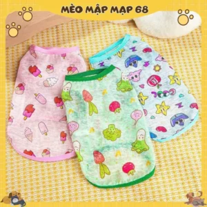 Alternative view of Áo Thun Mát Cho Mèo – Áo Mặc Hè Thú Cưng Họa Tiết Dễ Thương, Nhiều Màu Pastel